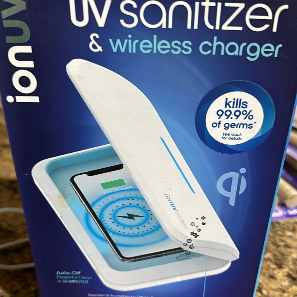 IonUV sanitizer for phone and wireless charger